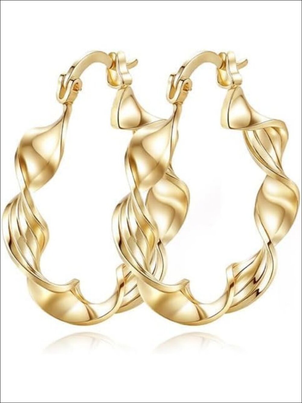 14K Gold Plated Twisted Hoop Earrings for Women Paddle Back